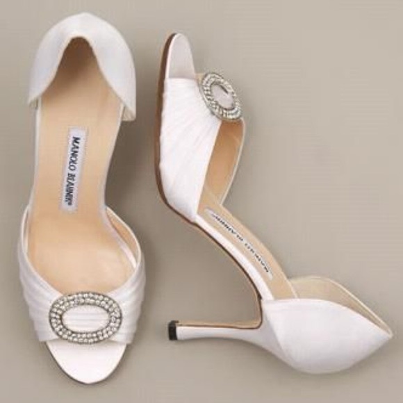 Manolo Blahnik Shoes - Manolo Blahnik D'Orsay Pumps - white satin